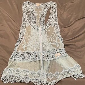 Lace light blue vest